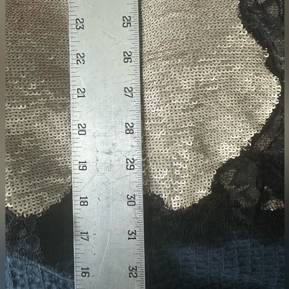 J. Crew Silver Sequin Skirt with Black Lace Trim - Picture 5 of 5